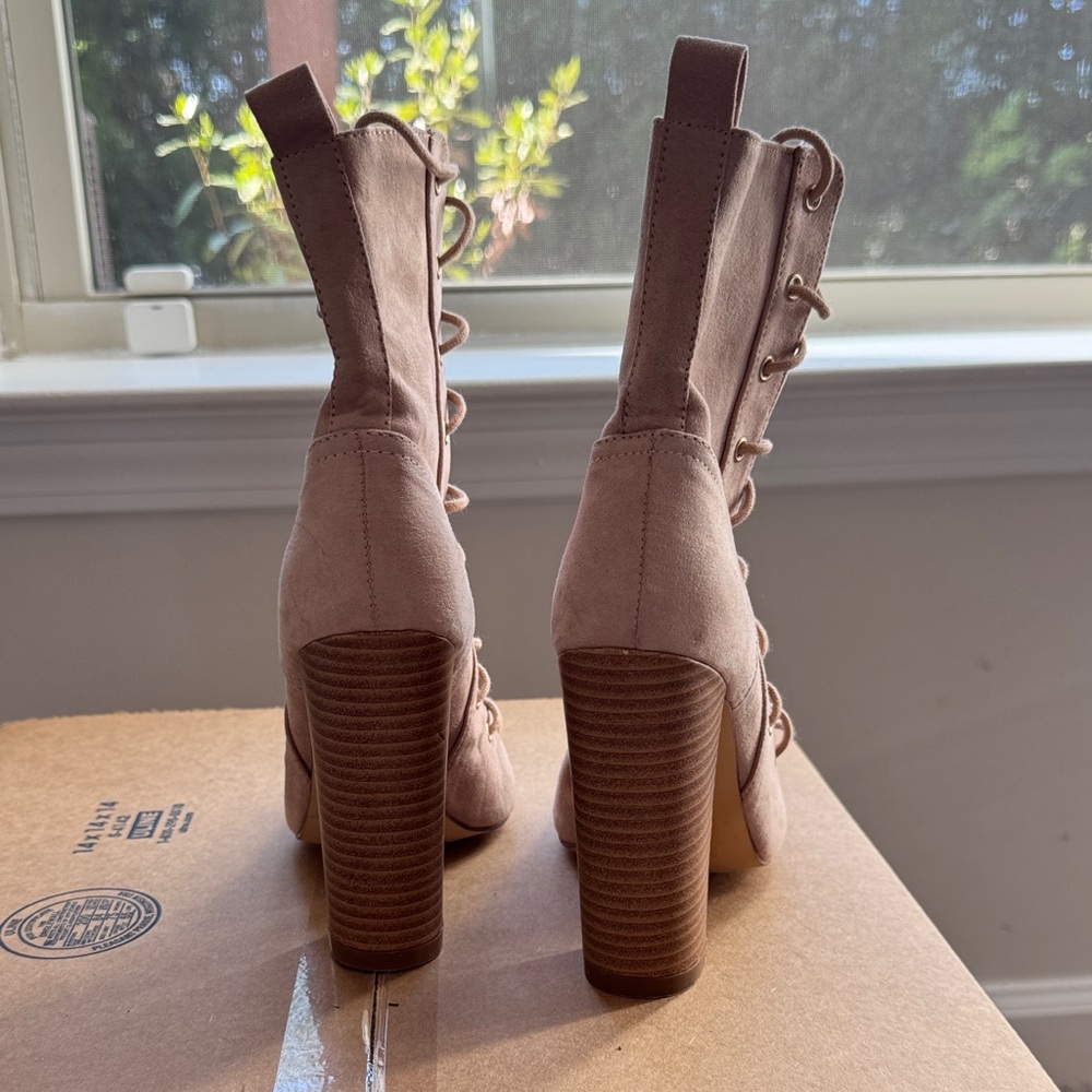 Lulu's Chic Lace-Up Tan Boots - Picture 4 of 4